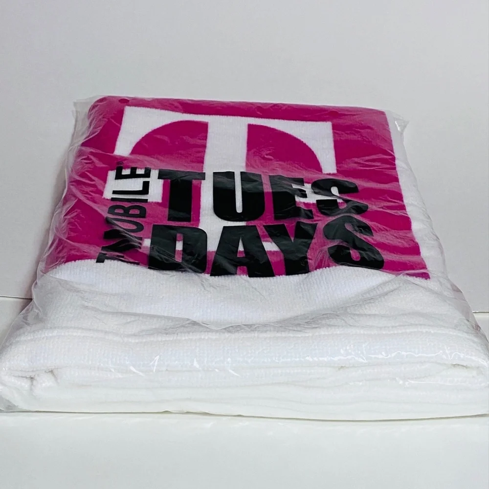 Beach Towel Promo T-Mobile Tuesdays Swag Hot Pink Stripes Bath Pool Polyester